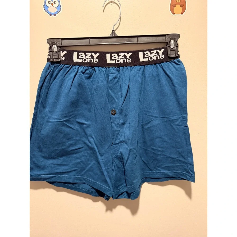 Lazy One Boxer Bacon Wind Teal Men's Medium Cotton Sleepwear Loungewear - Picture 1 of 7